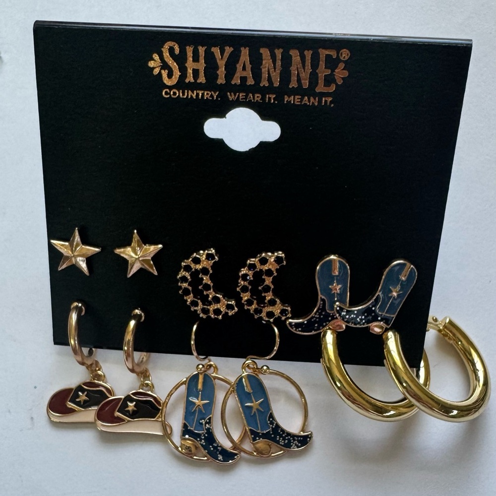 Shyanne Gold and Blue Earrings Set